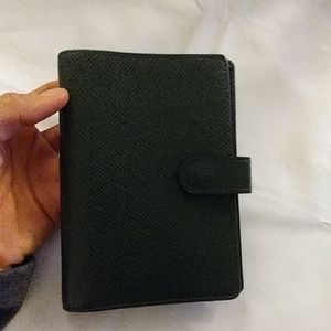 Auth Louis Vuitton Green Taiga Agenda PM